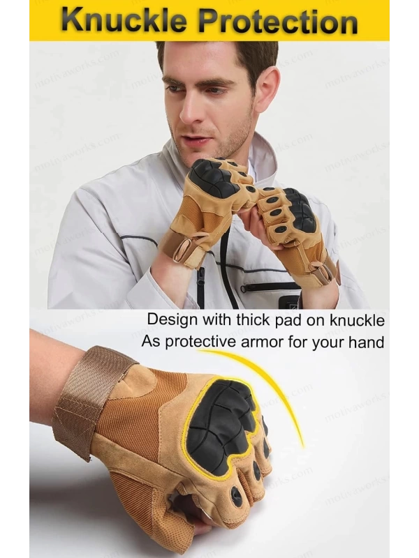 Taktik Combat Desert FlexShield 511 Model Motosiklet Operasyon Outdoor Sport Korumalı Yarım Parmaksız Eldiven