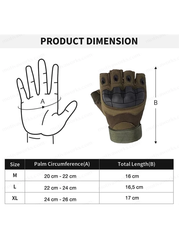Taktik Combat Haki Yeşil FlexShield 511 Model Motosiklet Operasyon Outdoor Sport Korumalı Yarım Parmaksız Eldiven