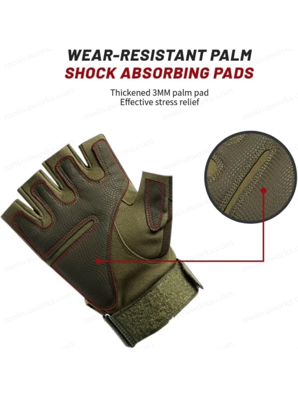 Taktik Combat Haki Yeşil FlexShield 511 Model Motosiklet Operasyon Outdoor Sport Korumalı Yarım Parmaksız Eldiven