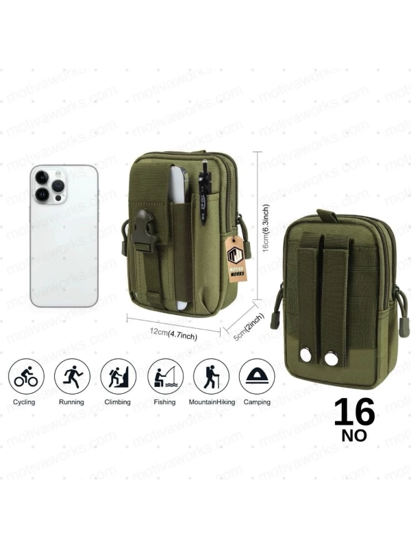 18CM Taktik Modüler Mini Haki Yeşil Göğüs Telefon Molle Çantası NO16