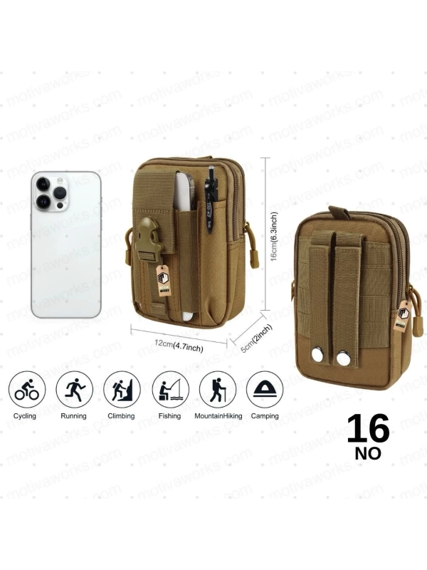 18CM Taktik Modüler Mini Tan Desert Göğüs Telefon Molle Çantası NO16