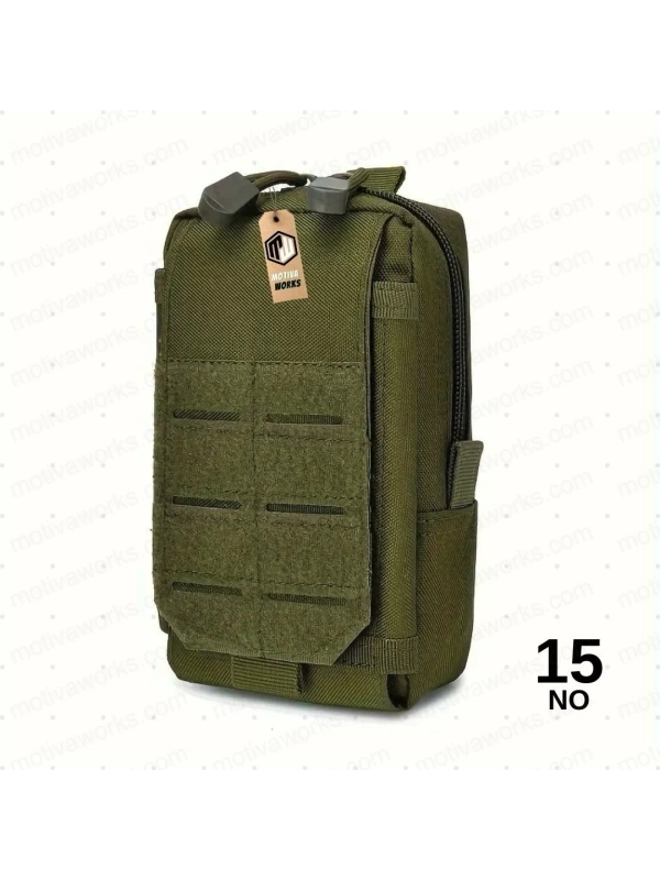 18cm Taktik Outdoor Mini Molle Kemer, Çanta, Gidon Montajlı Çok Amaçlı Çanta Haki Yeşil NO15