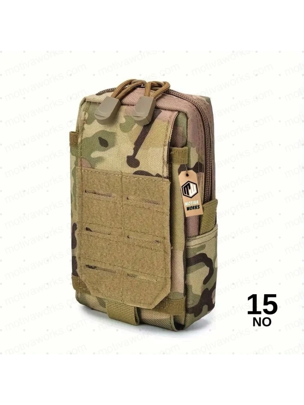 18cm Taktik Outdoor Mini Molle Kemer, Çanta, Gidon Montajlı Çok Amaçlı Çanta Multicam Kamuflaj NO15