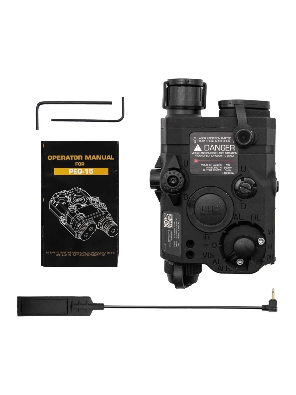 Taktik Peq-15 Pil Kılıfı Kutusu Kırmızı Nişangah Beyaz Led El Feneri Airsoft Paintball