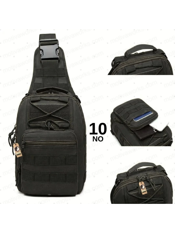 30CM Taktik Ufak Çapraz Siyah Omuz Çantası No10