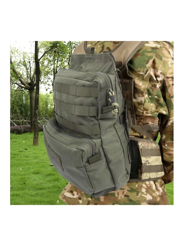 38CM Taktik Haki Yeşil Molle Yelek Montajlı Çanta NO11