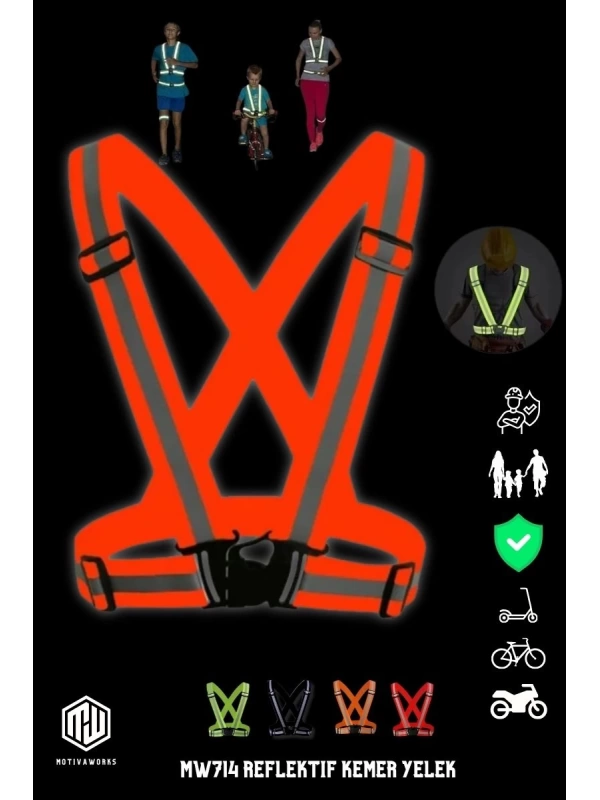 Yüksek Görünüm Reflektif Yelek Turuncu Fosforlu Neon Bisiklet, Motosiklet,Scooter Gece İkaz Uyarı Yelek