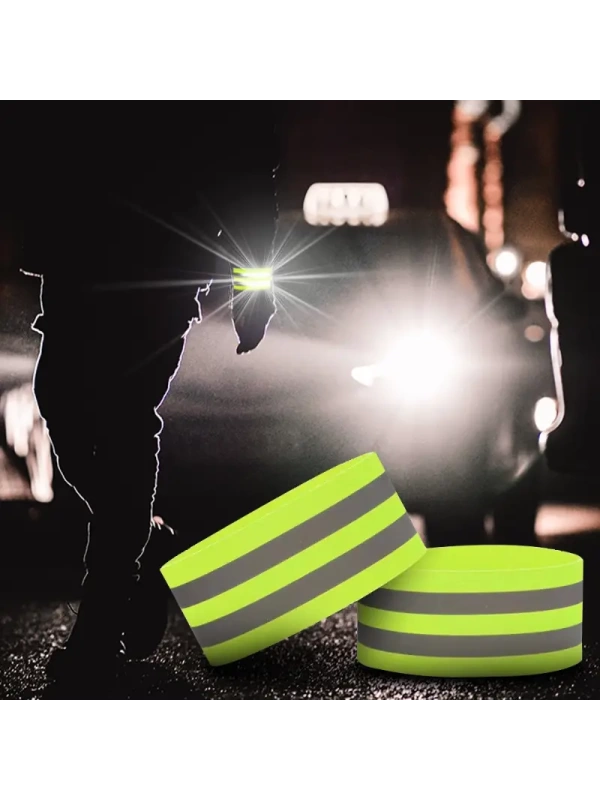 Reflektif Kolluk Bacak ve Bel Siyah Fosfor Neon Bisiklet, Motosiklet,Scooter Gece İkaz Uyarı Bandı