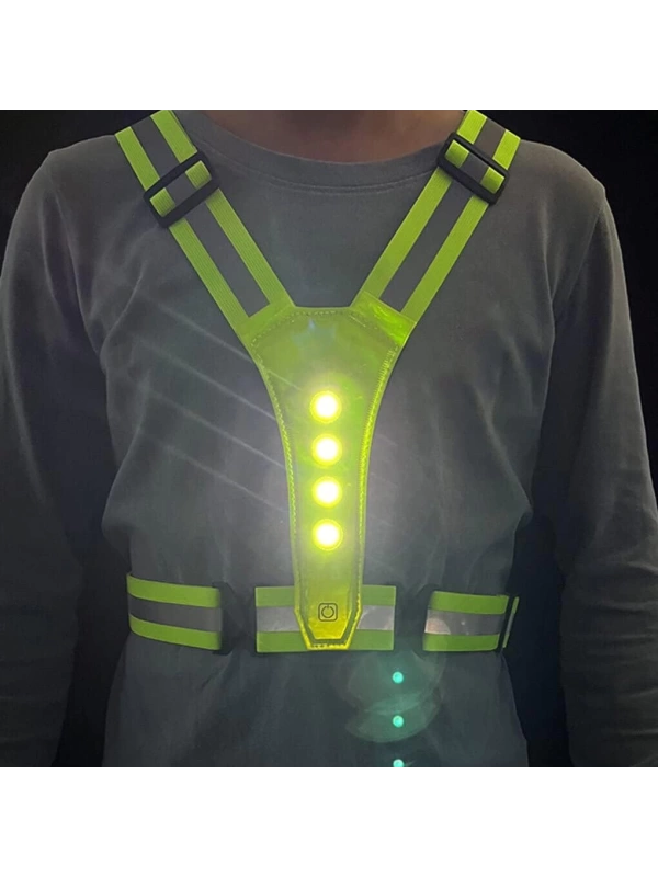 Reflektif Işıklı Yelek Sarı Fosforlu Neon Bisiklet, Motosiklet,Scooter Gece İkaz Uyarı Yeleği