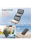20.000 mAh Solar Hızlı Şarj 4 Katlanabilir 8W Güneş Panelli Işıklı 2x USB 1x Type-C Çıkışlı Led Panel Powerbank