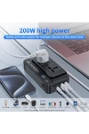 200W Araç Tipi Priz Usb Type-C Çevirici Inverter Çakmaklık Şarz Priz Dönüştürücü