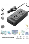 200W Araç Tipi Priz Usb Type-C Çevirici Inverter Çakmaklık Şarz Priz Dönüştürücü