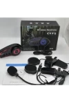 BT35 RGB intercom Motosiklet Kask Mavi BT 5.0 Mikrofonlu IP67 Waterproof Asistan Destekli Kulaklık