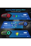 BT35 RGB intercom Motosiklet Kask Mavi BT 5.0 Mikrofonlu IP67 Waterproof Asistan Destekli Kulaklık