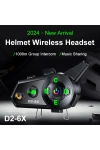 D2 6X Grup İntercom Kask Kulaklığı Müzik Paylaşımı Grup Konuşma 1000m Menzil Uyumlu Markalar