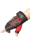 Deri Spor Kırmızı Korsan İskelet Bisiklet Motosiklet Kısa Yazlık ISN Eldiven Oversize Unisex