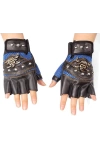 Deri Spor Mavi Korsan İskelet Bisiklet Motosiklet Kısa Yazlık ISN Eldiven Oversize Unisex