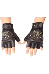 Deri Spor Siyah Korsan İskelet Bisiklet Motosiklet Kısa Yazlık ISN Eldiven Oversize Unisex