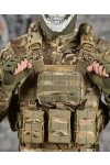 Multicam Kamuflaj Hücum Yeleği Askeri Airsoft Çek Kurtul Kasık Korumalı