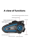 K21 intercom BT 5.3 1200mah 30H Ledli Asistanlı Gürültü Önlemeli IPX6 Waterproof Motosiklet Kask Kulaklığı