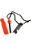Magnezyum Ateş Başlatıcı Turuncu 7’si 1 Arada Çakmak Taşı, Düdük, Pusula, Anahtar ve Harita Ölçeği ile Outdoor Acil Durum Kiti