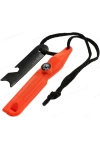 Magnezyum Ateş Başlatıcı Turuncu 7’si 1 Arada Çakmak Taşı, Düdük, Pusula, Anahtar ve Harita Ölçeği ile Outdoor Acil Durum Kiti
