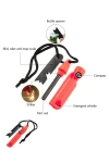 Magnezyum Ateş Başlatıcı Kırmızı 7’si 1 Arada Çakmak Taşı, Düdük, Pusula, Anahtar ve Harita Ölçeği ile Outdoor Acil Durum Kiti