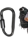 Molle Metal Karabina Siyah D Tipi Kilitli Taktik Anahtarlık Çok Amaçlı