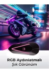 C60 2X Motosiklet Kask Interkom Kulaklık RGB Işıklı Bluetooth 5.3 Çift Telefon Bağlantı Kask Kulaklığı Siyah