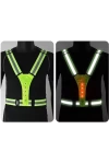 Reflektif Işıklı Yelek Siyah Fosforlu Neon Bisiklet, Motosiklet,Scooter Gece İkaz Uyarı Yeleği