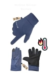 Softshell Unisex Oversize Mavi Bisiklet, Motosiklet Eldiven Dokunmatik Kışlık Suya Dayanıklı, Polarlı, Kaymaz Avuçiçi