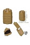 18cm Taktik Outdoor Mini Molle Kemer, Çanta, Gidon Montajlı Çok Amaçlı Çanta Tan Desert Çöl NO15