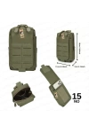 18cm Taktik Outdoor Mini Molle Kemer, Çanta, Gidon Montajlı Çok Amaçlı Çanta Haki Yeşil NO15