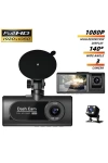 Wifi App 1080p Fhd WDR 170° Ultra Geniş Açı Gece Görüş G-sensörü 3 Kameralı Araç Kamerası