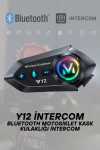 Y12 Motosiklet Kask Kulaklık Bluetooth 5.4 Intercom Ses Asistanlı