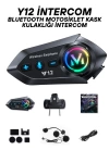 Y12 Motosiklet Kask Kulaklık Bluetooth 5.4 Intercom Ses Asistanlı