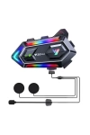 Y20 MAX BT 5.3 Intercom RGB IPX6 Su Geçirmez, RGB Işıklı Motosiklet Kask Kulaklığı