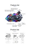 Y20 MAX BT 5.3 Intercom RGB IPX6 Su Geçirmez, RGB Işıklı Motosiklet Kask Kulaklığı