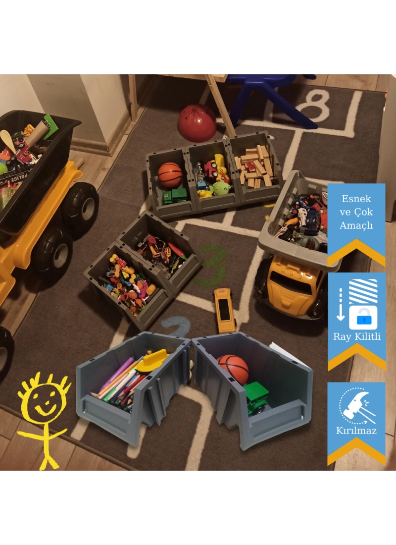 Çok Amaçlı Oyuncak Organizer Raylı Çekmece Kutusu 24x12x15