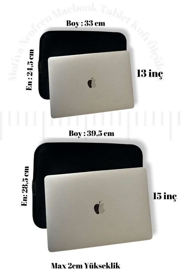 Macbook Neopren 13inç  Notebook Kılıfı Taşıma Çantası Apple Çanta Organizer 24,5x33x2