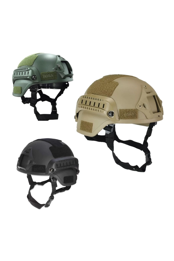 Airsoft Raylı Koruyucu Kask Miğfer Çöl Sarı S-M