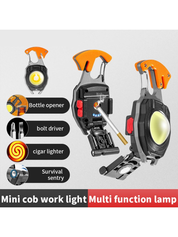 Ultra Güçlü Led Karabina Combat 12 Mod Kamp Fener Çakmak Düdük Bıçak Type-C 3 Renk