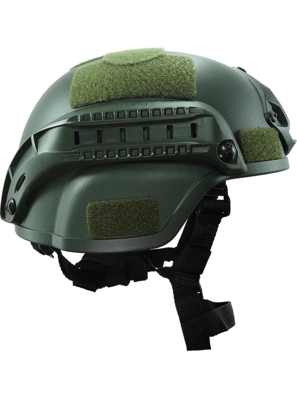 Airsoft Raylı Koruyucu Kask Miğfer Haki Yeşil