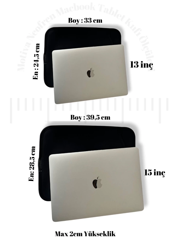 Macbook Neopren 13inç  Notebook Kılıfı Taşıma Çantası Apple Çanta Organizer 24,5x33x2