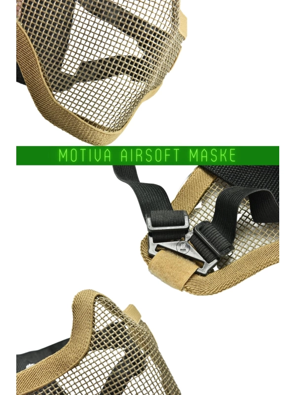 Airsoft Yüz Maskesi Tan Renk Koruyucu Pro Çelik Tel Maske