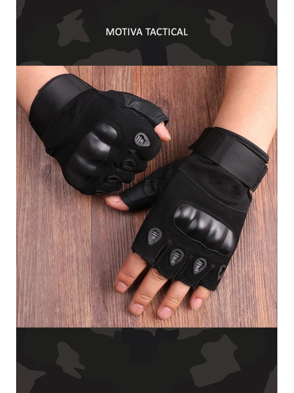 Kısa Taktik Combat Motosiklet Operasyon Outdoor Sport Korumalı Yarım Parmaksız Eldiven