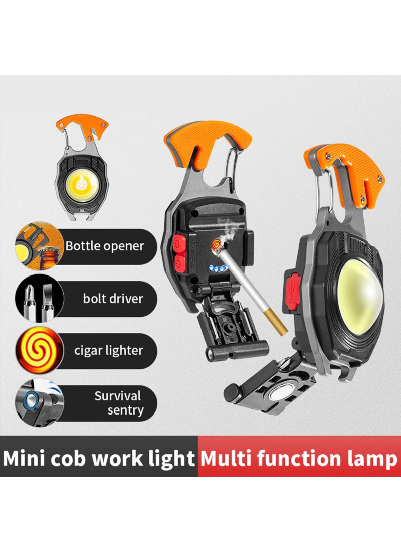 Ultra Güçlü Led Karabina Combat 12 Mod Kamp Fener Çakmak Düdük Bıçak Type-C 3 Renk