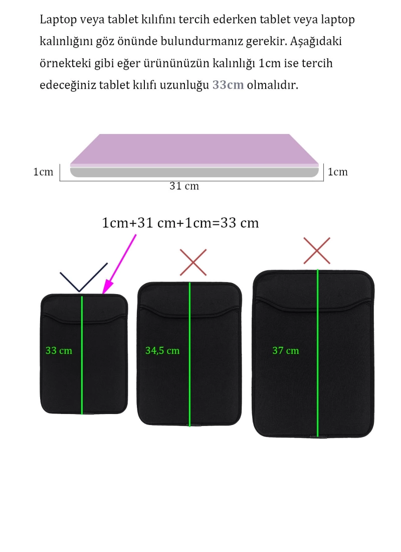 Suya Dayanıklı Neopren Notebook Tablet Ipad Macbook Pro Air Siyah Laptop Kılıfı Çantası 14" Inç