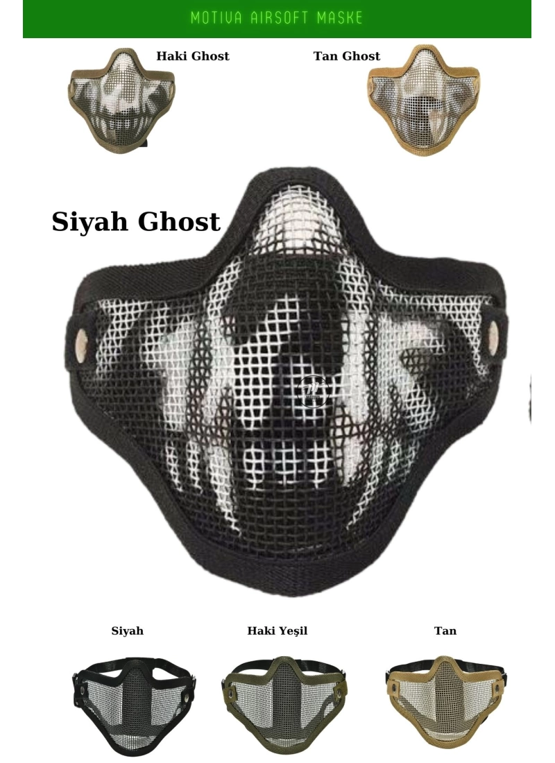 Airsoft Yüz Maskesi Black Koruyucu Pro Çelik Tel Maske
