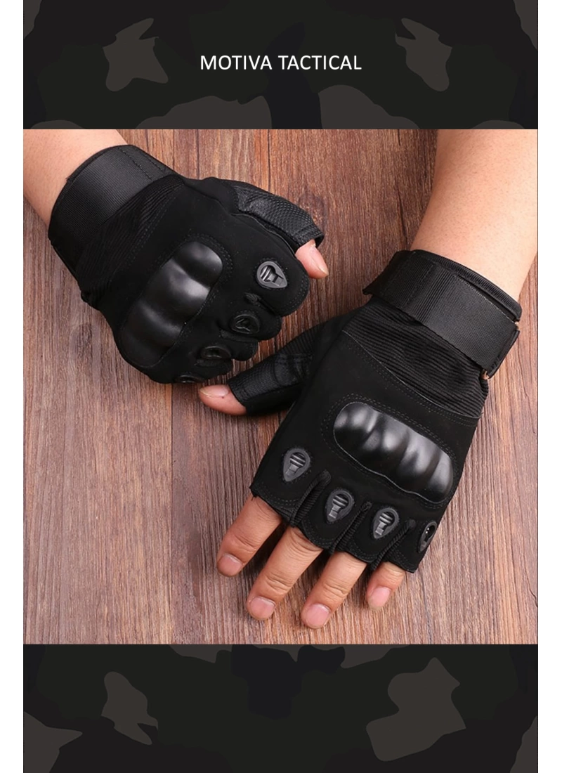 Kısa Taktik Combat Motosiklet Operasyon Outdoor Sport Korumalı Yarım Parmaksız Eldiven